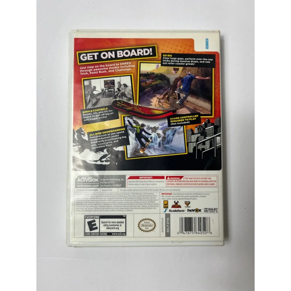 Tony Hawk Shred Nintendo Wii Game Activision CIB Complete with Manual